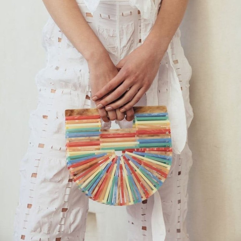 Cult Gaia Rainbow Acrylic Ark Clutch Bag in Multi Color